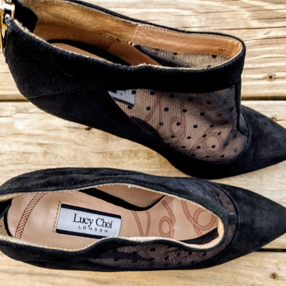 ** Lucy Choi London** Padstow Mesh-Paneled Suede Ankle Bootie. Size 37 - Picture 10 of 16